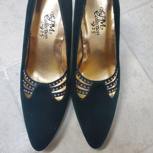 Green Velvet Vintage Heels/ Pumps Christmas Shoes